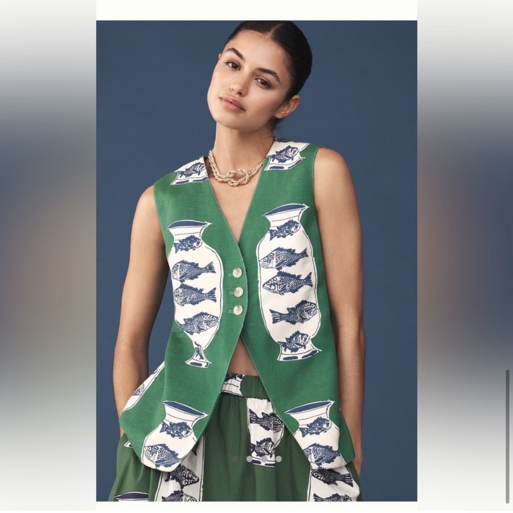 HUNTER BELL Green and White Vest